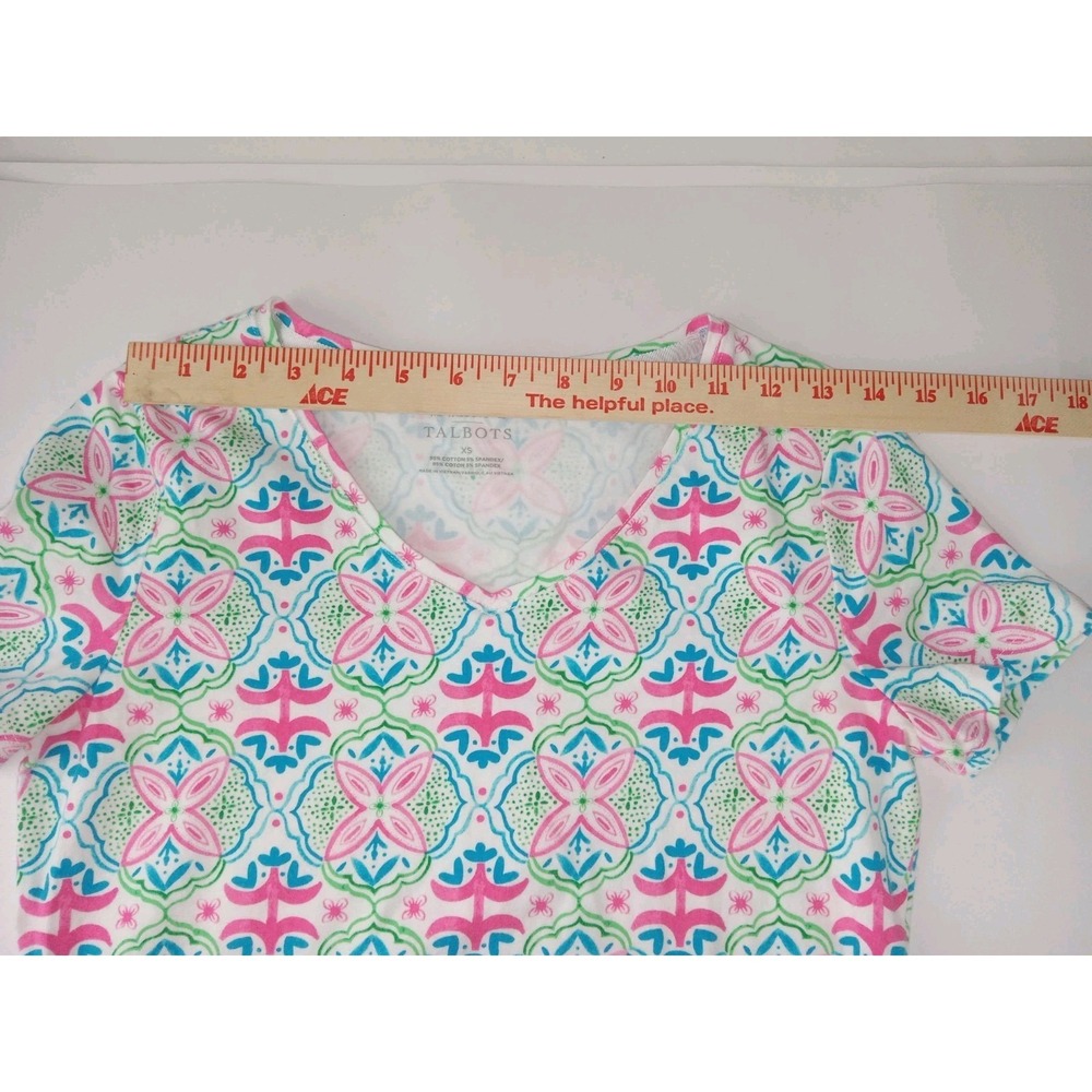 Lot 2 Talbots Shirt Womens XS Short Sleeve Pullover Floral Paisley Muiticolor - Picture 11 of 16